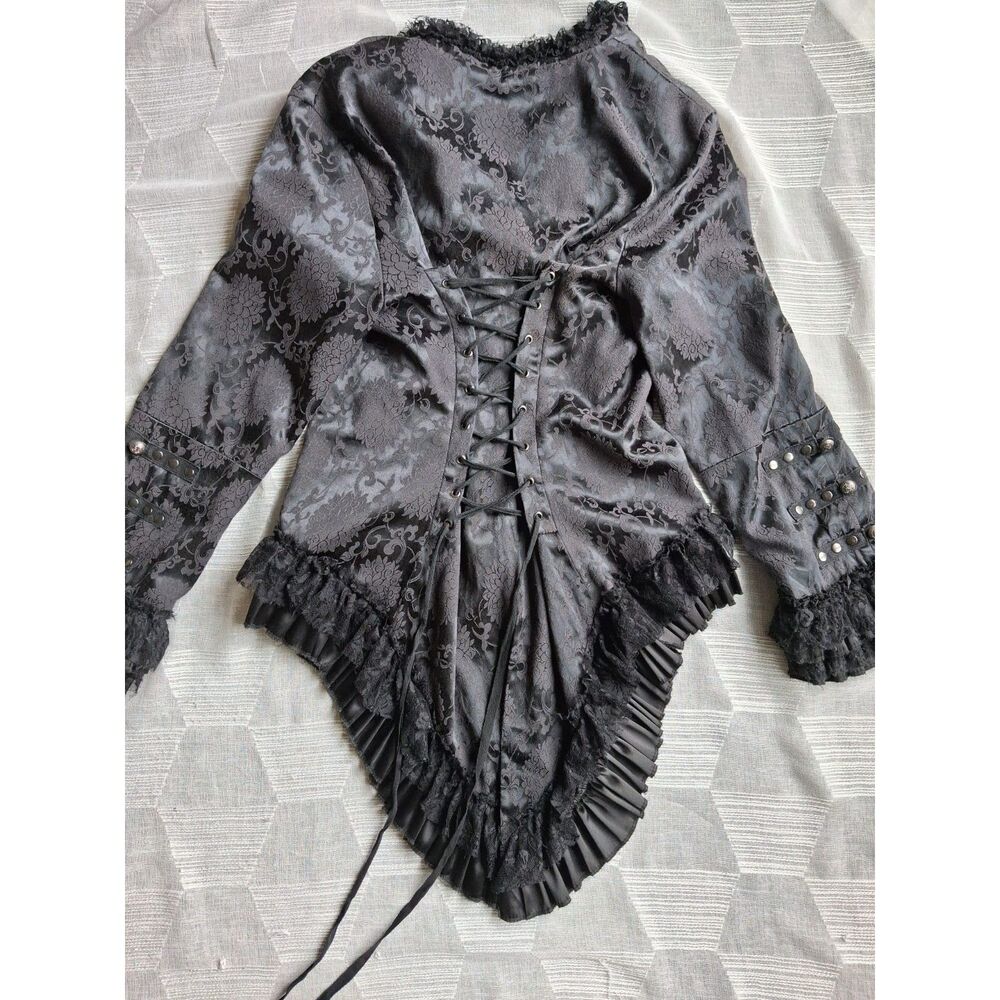 Hot Topic Hearts & Roses Black Brocade Gothic Victorian Jacket Women's 16 - Picture 5 of 10
